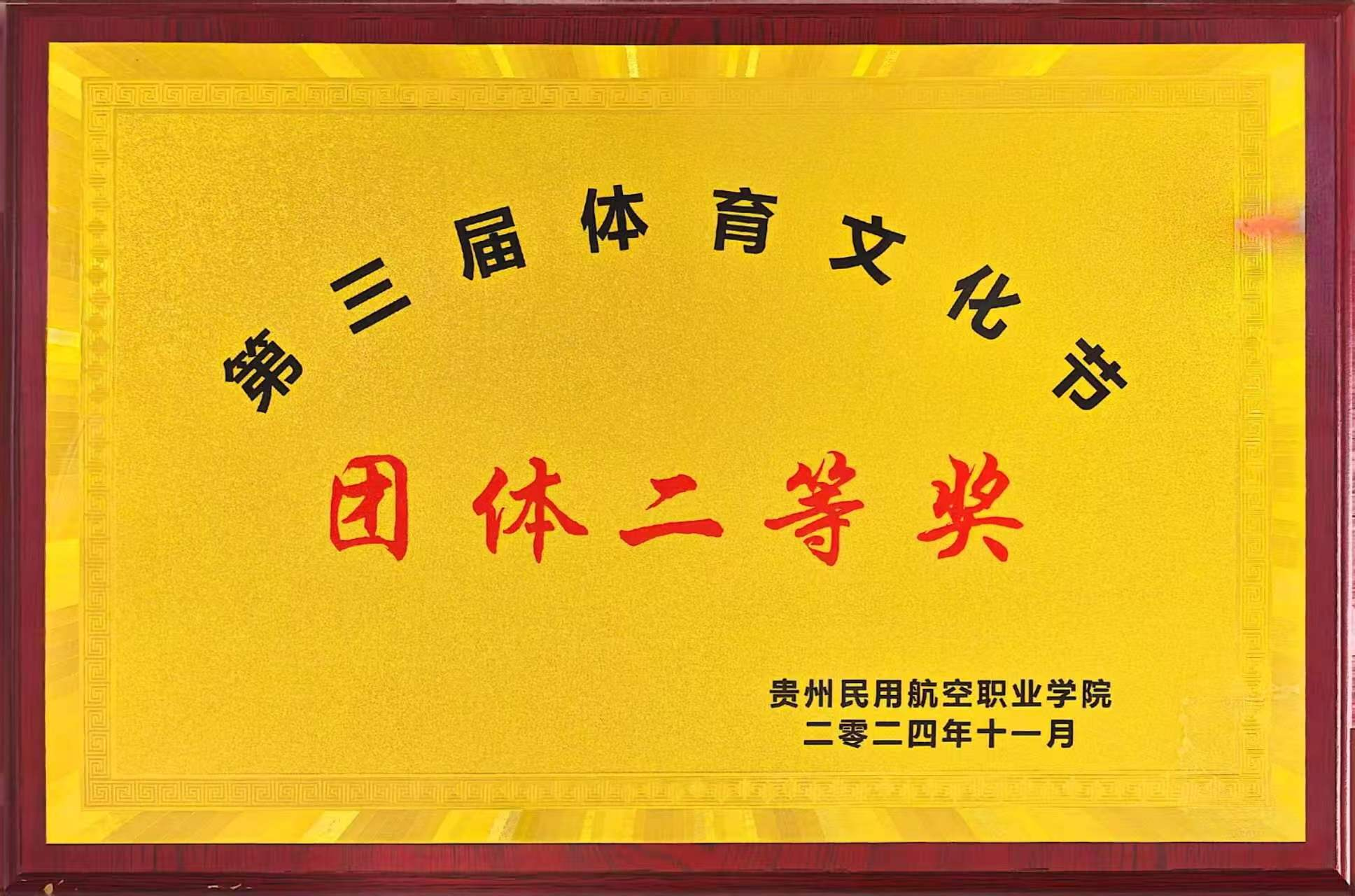 商务学院2024年11月荣获第三届体育文化节团体二等奖
